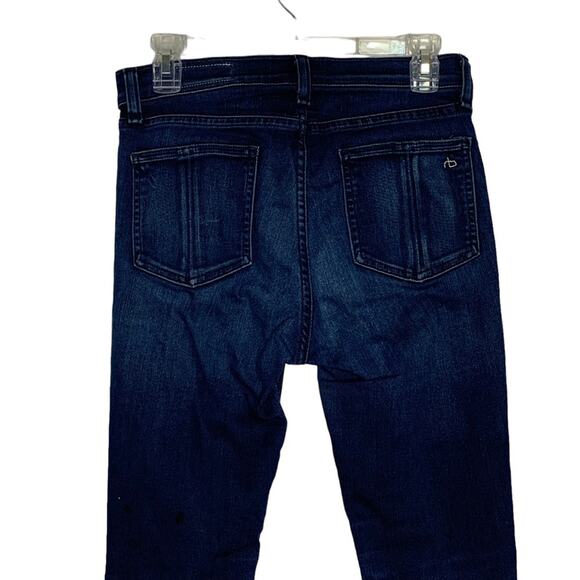 Rag and Bone Mojave 10 Inch Skinny Jeans Dark Blue Wash Size 27 Raw Hems - Picture 4 of 13